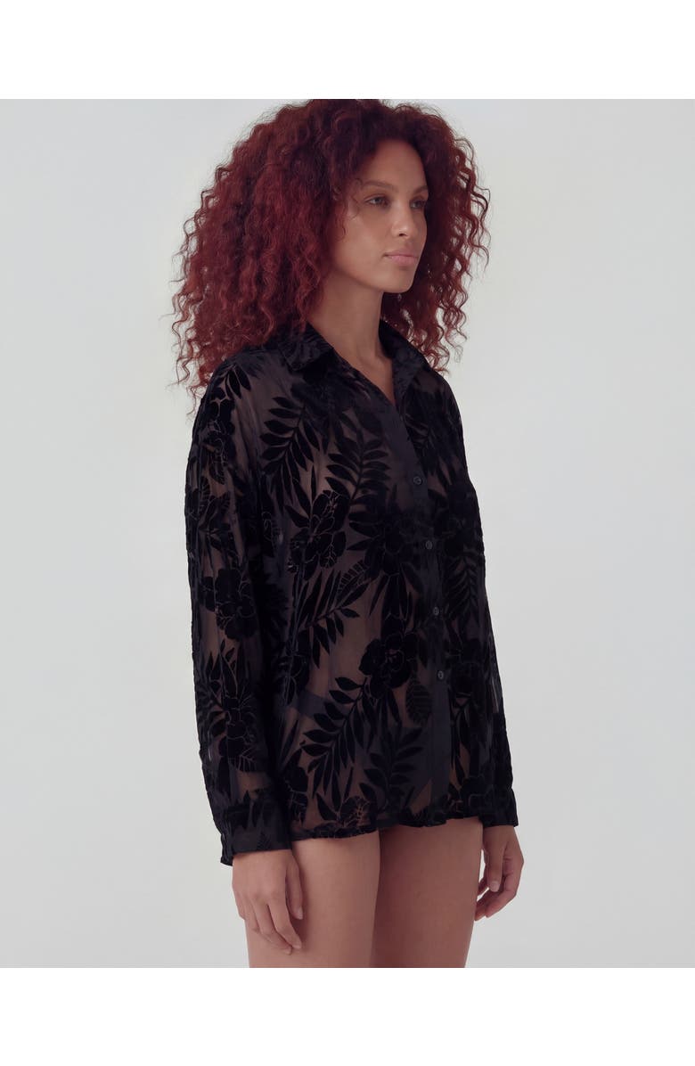 Lords of Harlech Country Floral Velvet Devore Womens Shirt, Alternate, color, Country Floral Black