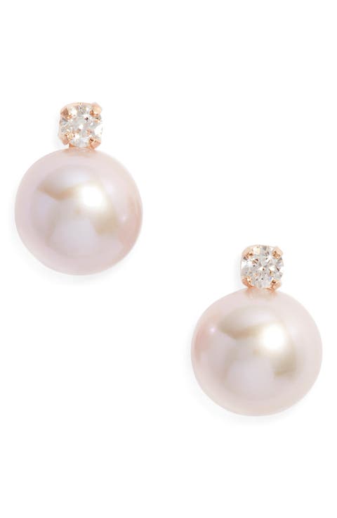 Diamond & Freshwater Pearl Stud Earrings