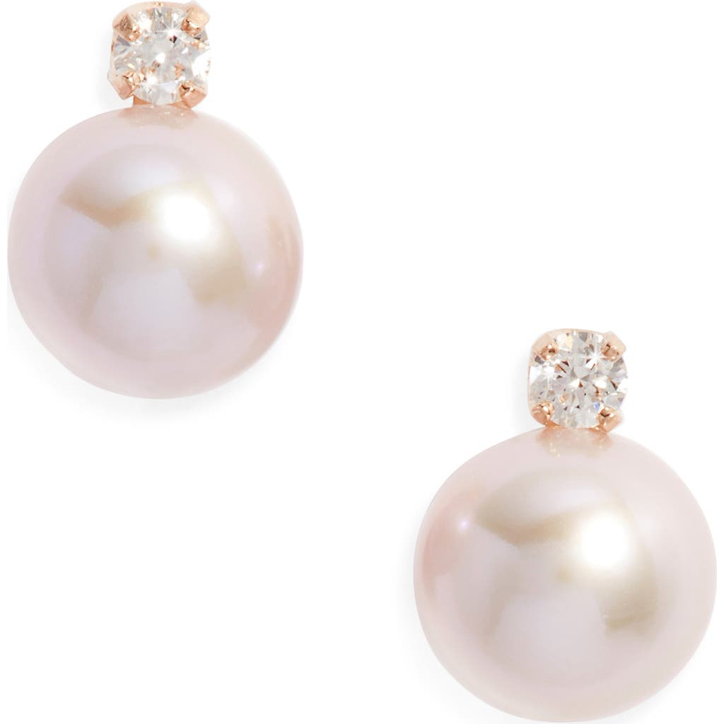 Nordstrom Diamond & Freshwater Pearl Stud Earrings In Pink