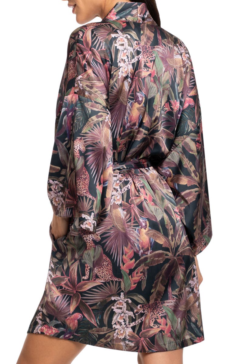 Midnight Bakery Print Satin Robe, Alternate, color, Navy