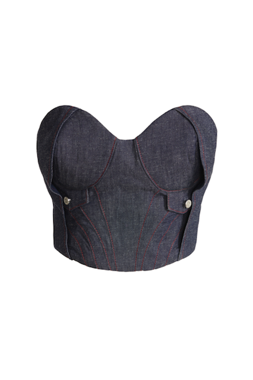 Jendue Chaby Strapless Corset In Deep Blue
