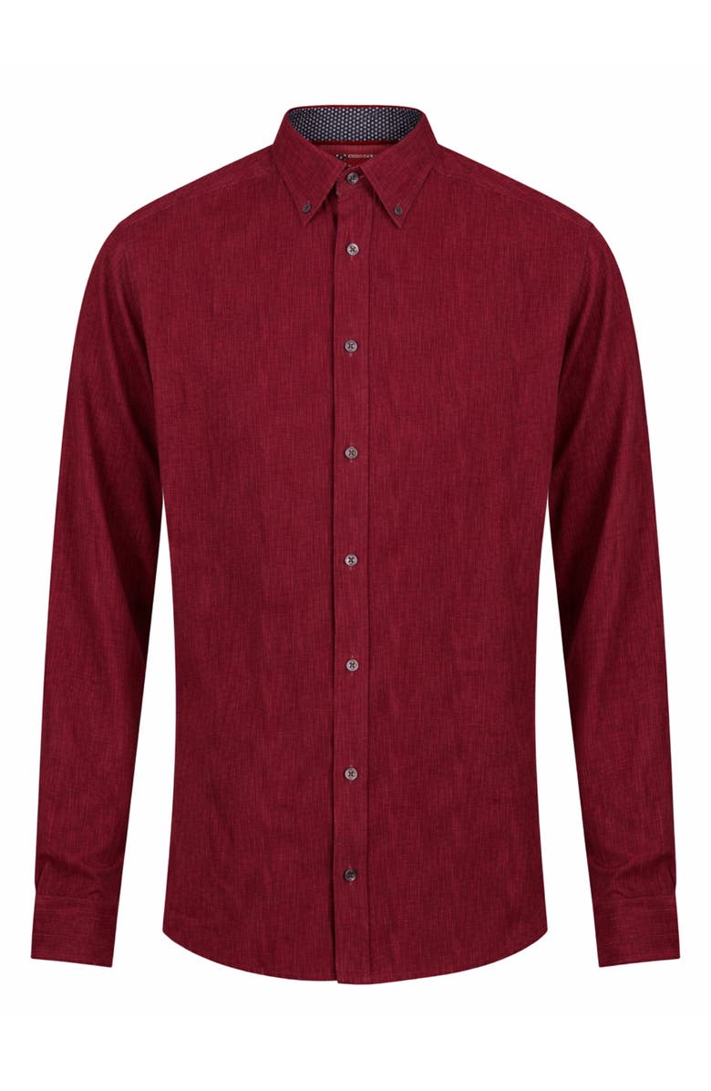 Report Collection Regular Fit Texture Print 4-Way Stretch Button-Up Shirt, Alternate, color, Burgundy
