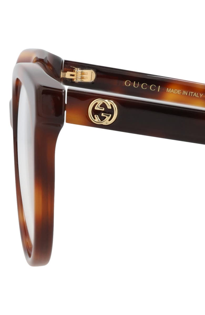 Gucci 53mm Oval Optical Glasses, Alternate, color, Havana Havana Transparent