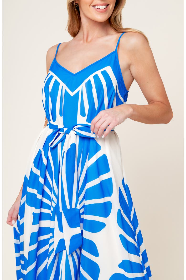 Print Tie Waist Maxi Dress, Alternate, color, BLUE/ WHITE