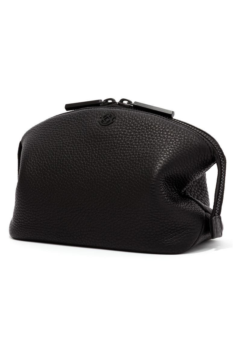 Large Lola Leather Cosmetics Pouch, Alternate, color, ONYX