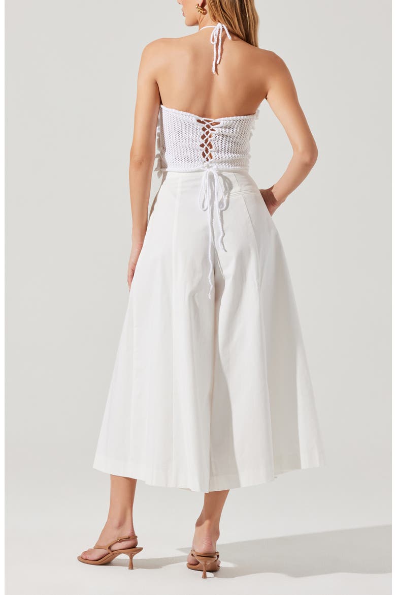 Rowen Pleated Cotton Culottes, Alternate, color, WHITE