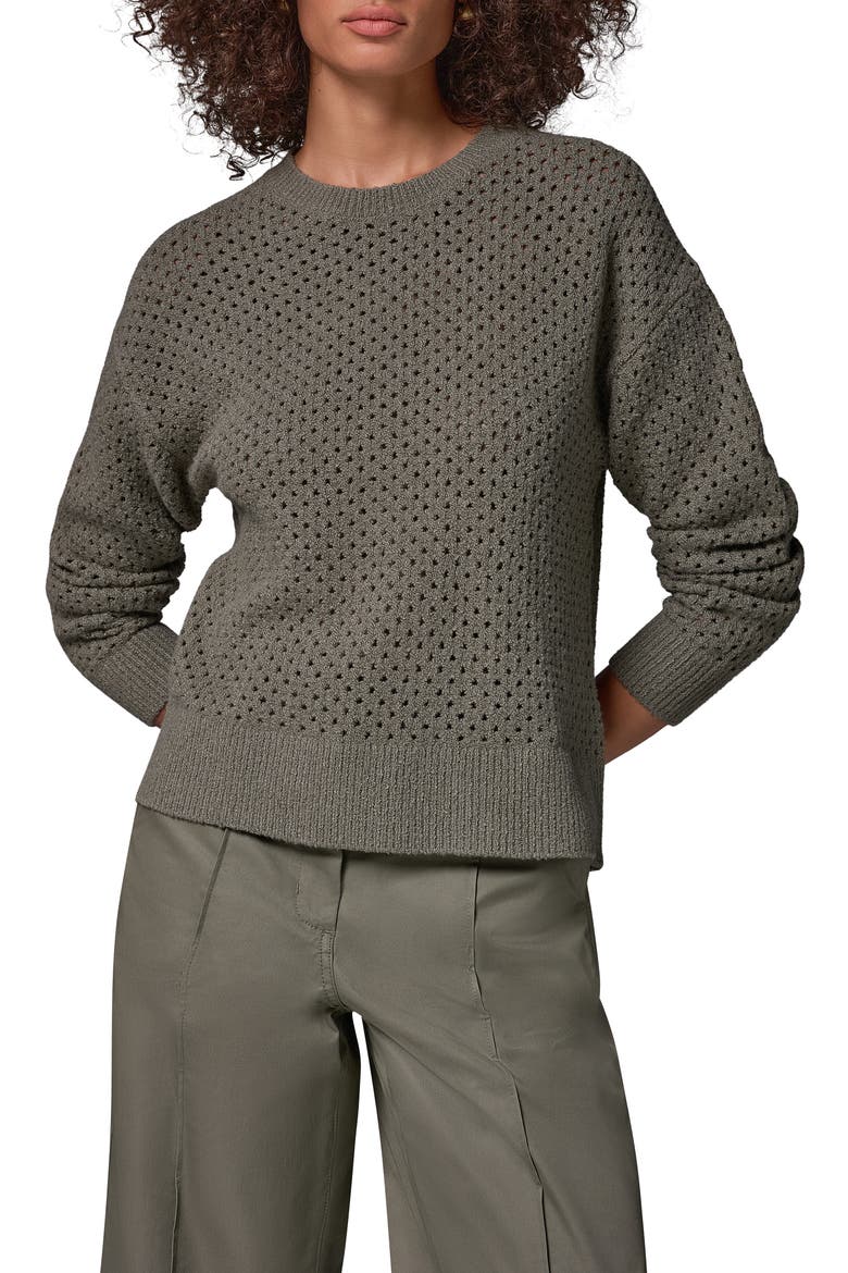 Open Stitch Crewneck Sweater, Alternate, color, SAGE