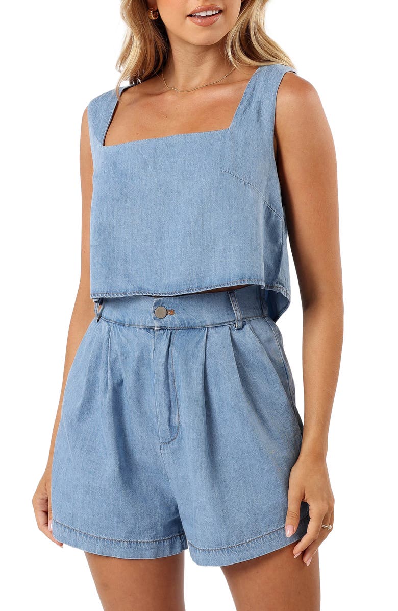 Petal & Pup Kingston Two-Piece Denim Tank & Shorts Set, Alternate, color, Medium Blue