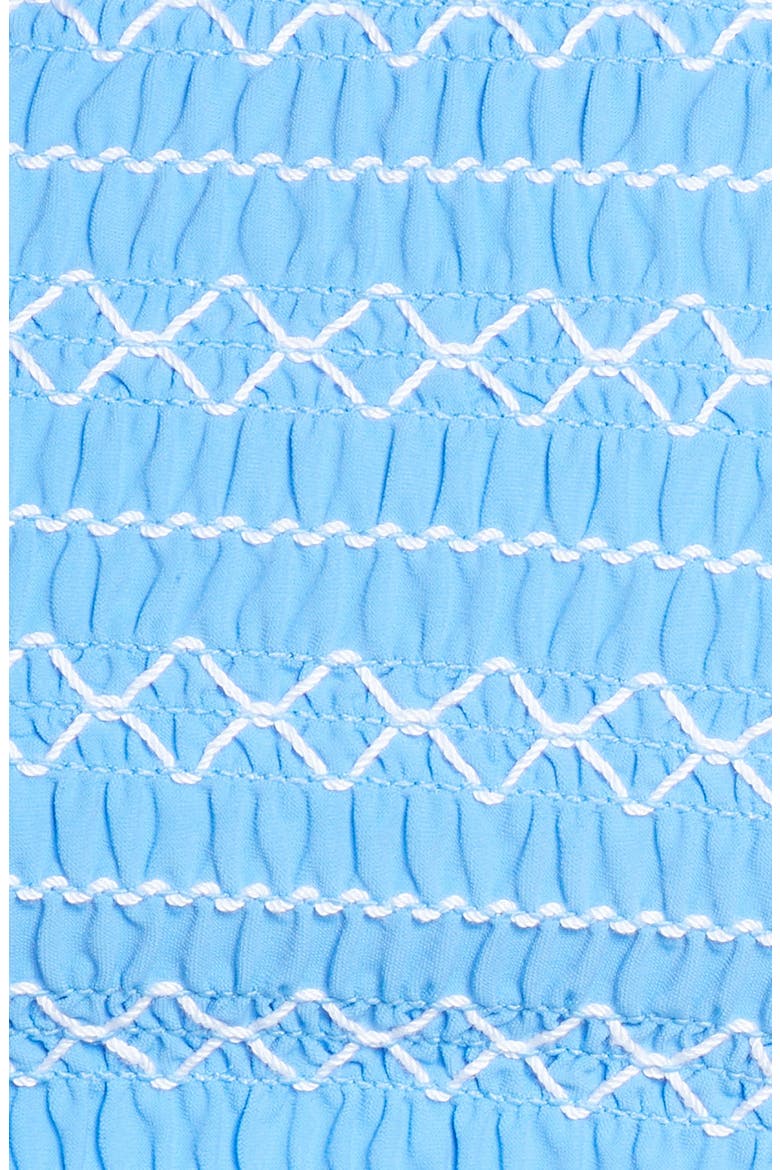 Costa Smocked Bandeau Bikini Top, Alternate, color, BLUE DUSK / WHITE