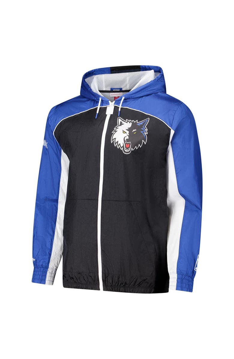 Mitchell & Ness Men's Mitchell & Ness Black/Blue Minnesota Timberwolves Hardwood Classics Big Shot Premium Full-Zip Windbreaker Jacket, Alternate, color, Black