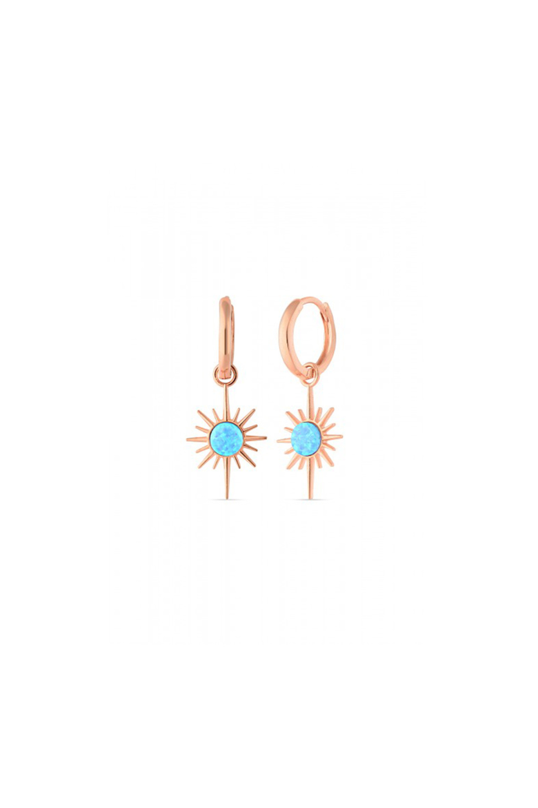 Blue Opal Northernstar Drop Hoop Earring Sterling Silver, Main, color, Rose gold