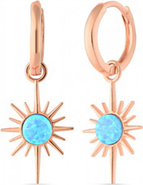 Spero London Blue Opal Northernstar Drop Hoop Earring Sterling Silver