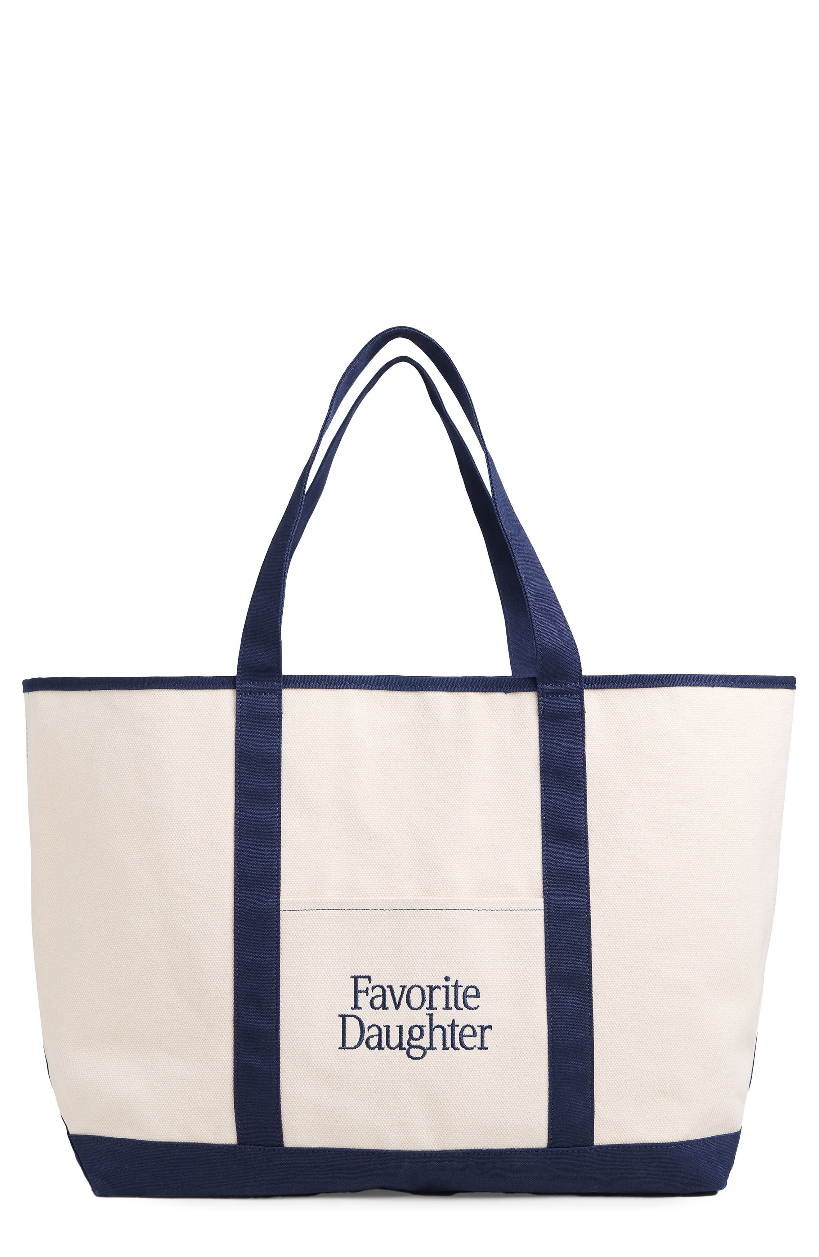 Large Logo Embroidered Canvas Tote, Main, color, NATURAL