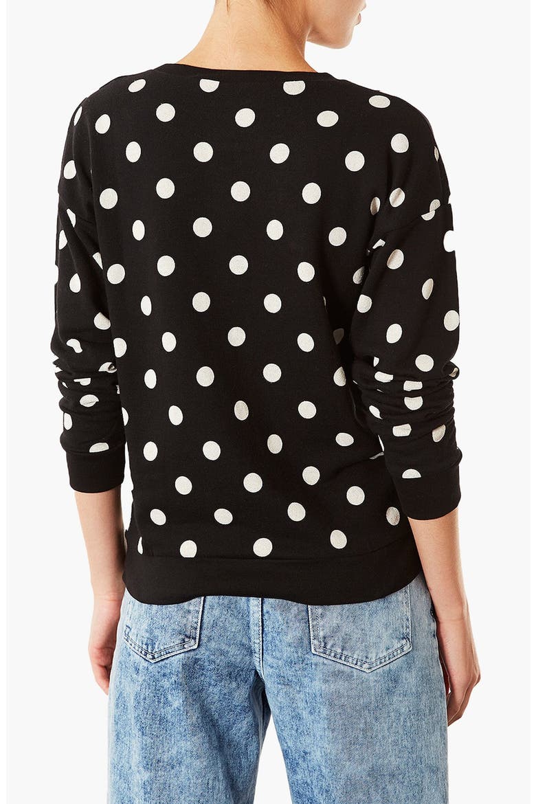 Spotted Slogan Sweatshirt, Alternate, color, BLACK