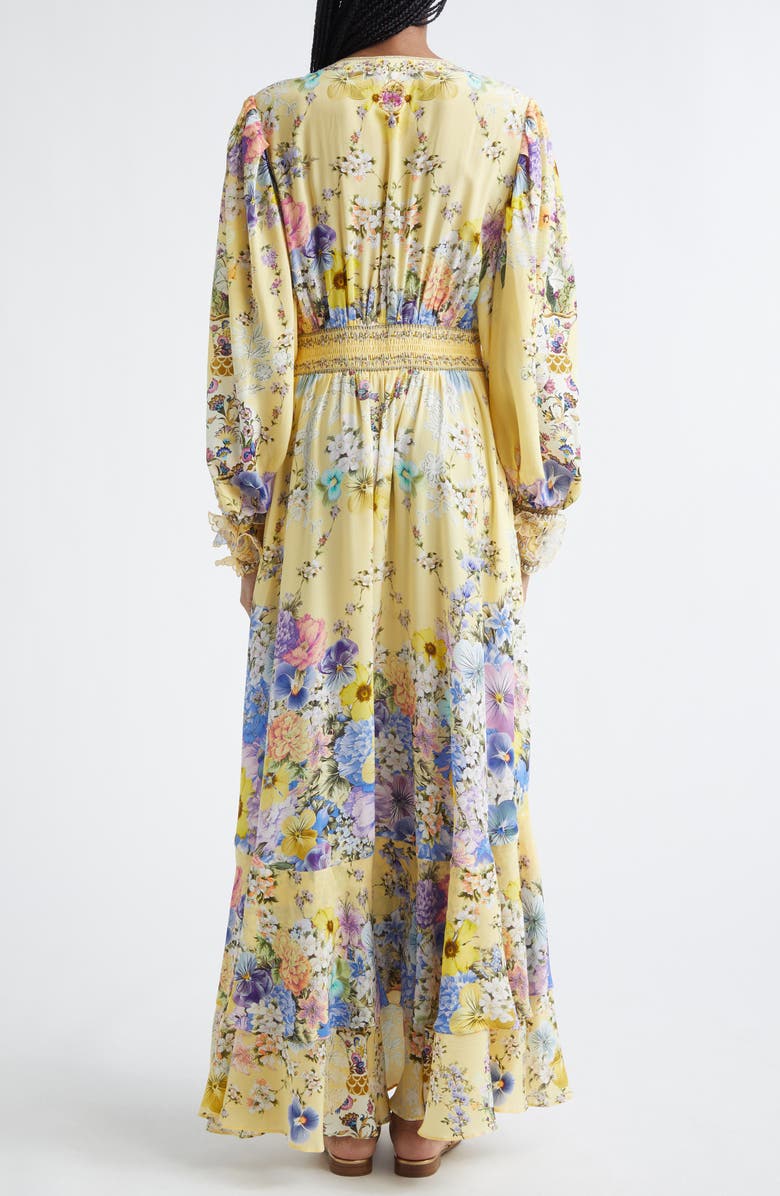 Camilla Darling Buds Floral Long Sleeve Silk Button Front Dress, Alternate, color, Darling Buds