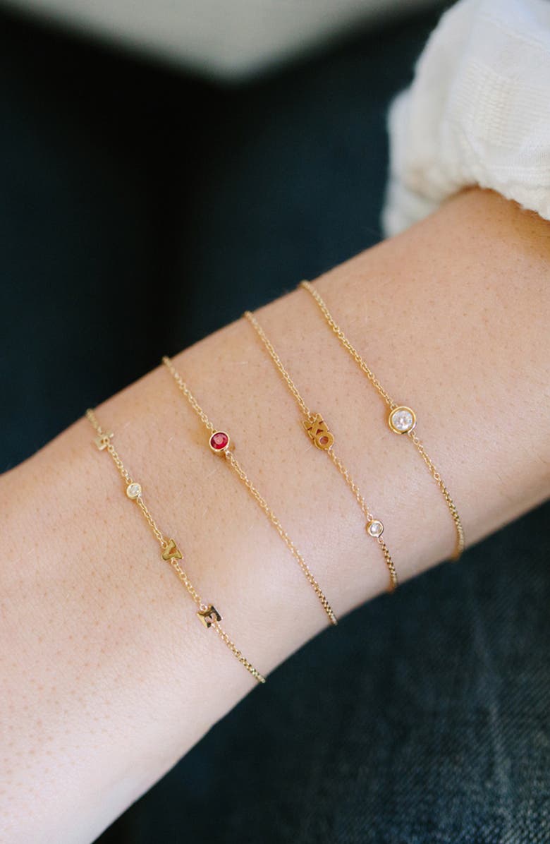 Zoë Chicco Bezel Gemstone Pendant Bracelet, Alternate, color, Yellow Gold/ Ruby