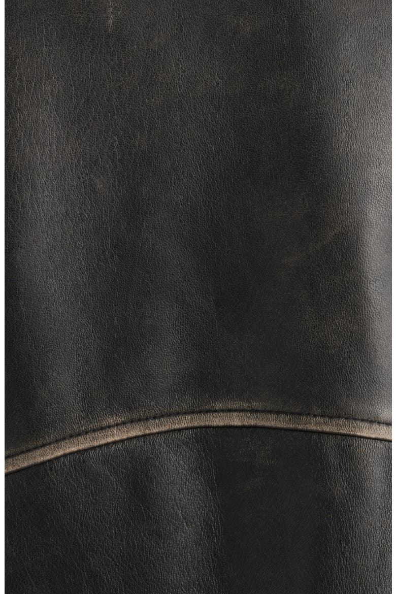 Distressed Leather Bomber Jacket, Alternate, color, BLACK