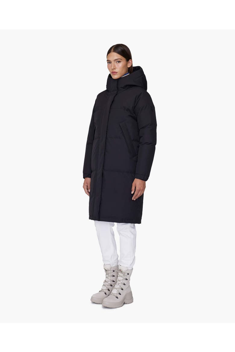 INES | Hooded Down Winter Jacket, Alternate, color, Black