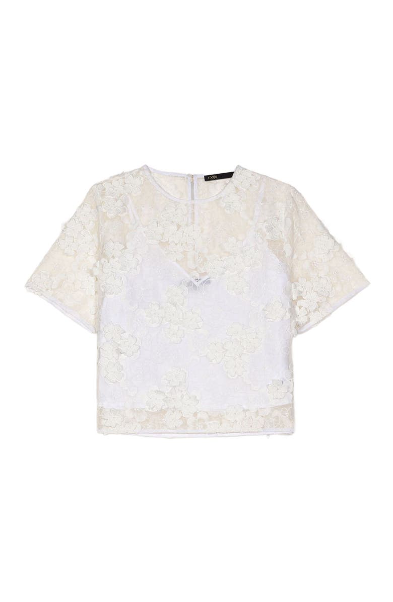 maje Embroidered short-sleeved top, Alternate, color, 