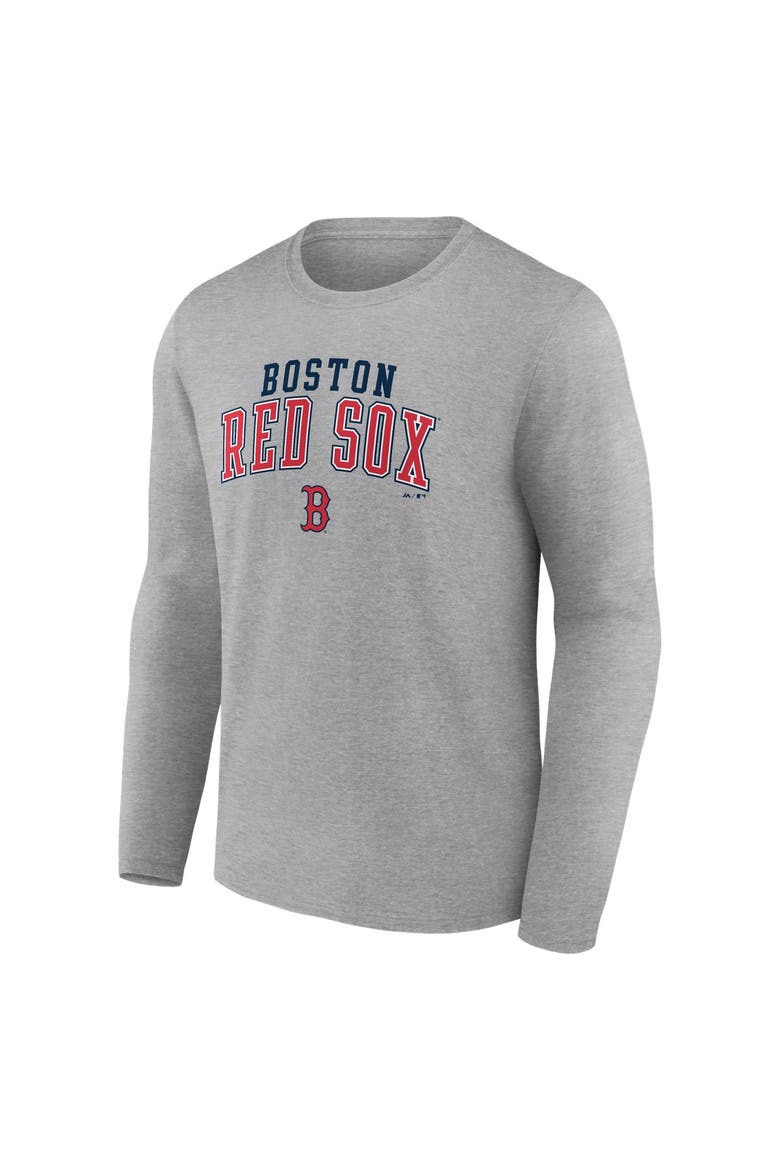 Men's Fanatics Heather Gray Boston Red Sox Iconic Long Sleeve T-Shirt, Alternate, color, Heather Gray