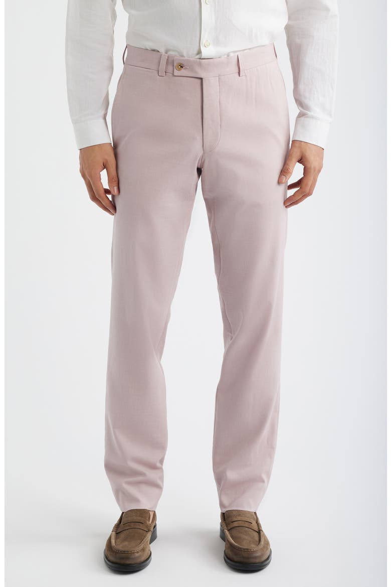 Piero Flat Front Stretch Cotton & Wool Pants, Main, color, SALMON