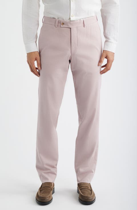 Piero Flat Front Stretch Cotton & Wool Pants