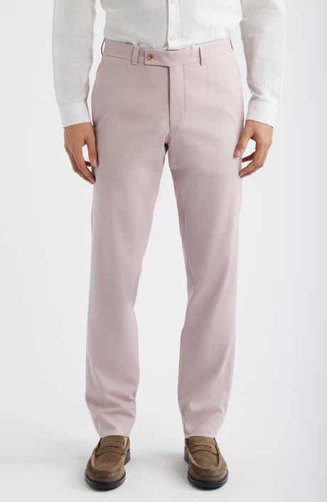 Piero Flat Front Stretch Cotton & Wool Pants