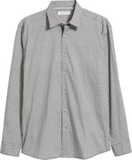 James Campbell Robo Modern Fit Dot Print Stretch Cotton Button-Up Shirt