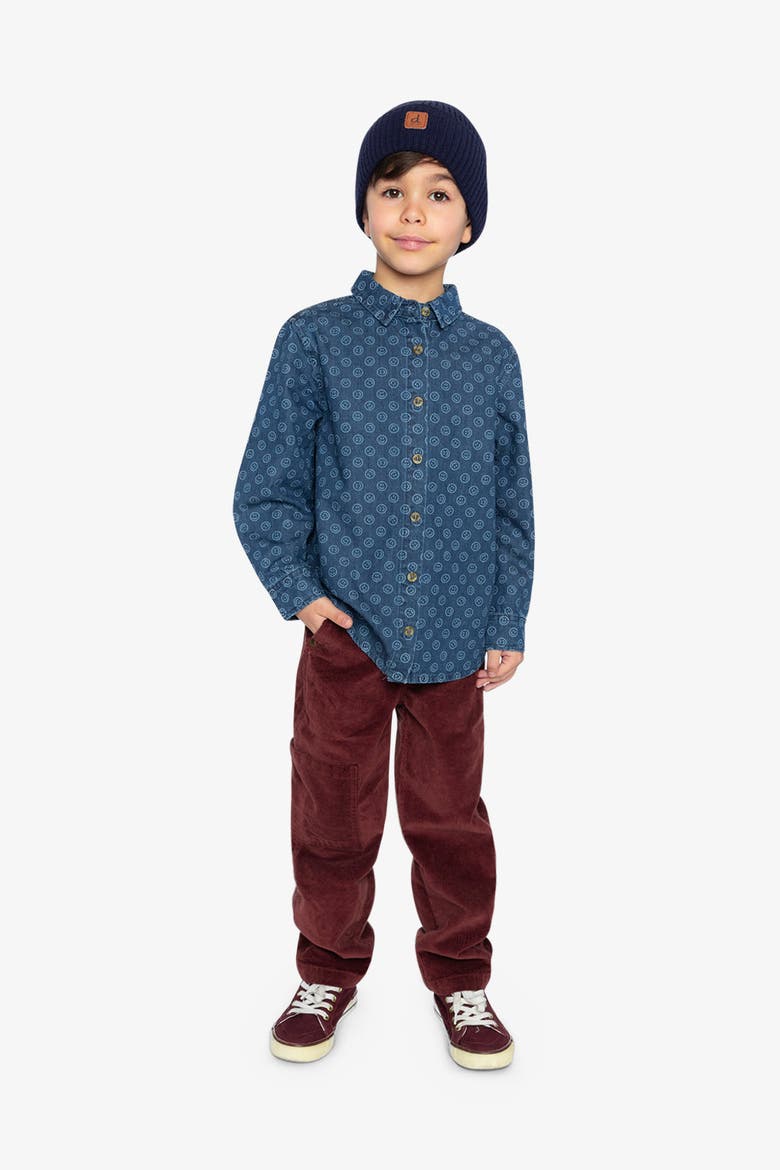 Smiley Detail Chest Pocket Chambray Shirt, Alternate, color, Blue Smiley Print