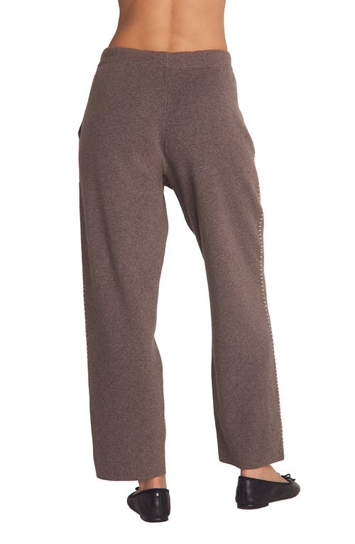 Bella Dahl Whipstitch Straight Leg Sweater Pants In Brown