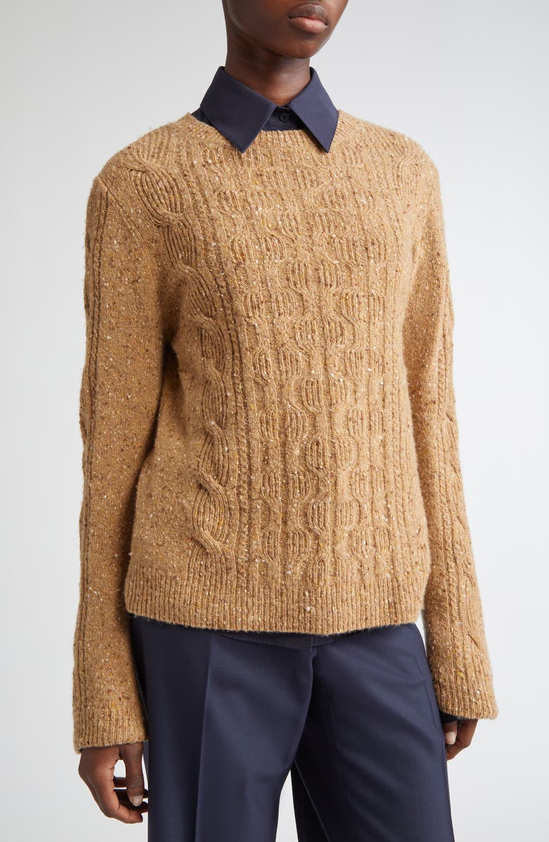 Lafayette 148 New York Cashmere Donegal Cable Sweater, Alternate, color, Cammello Multi