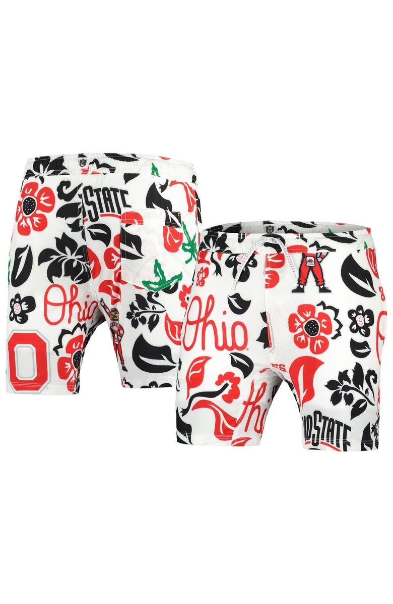 Wes & Willy Men's Wes & Willy  White Ohio State Buckeyes Vault Tech Swimming Trunks, Main, color, 