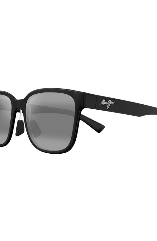 Maui Jim Paulele Af 57mm Polarizedplus2® Round Sunglasses In Black/neutral Grey