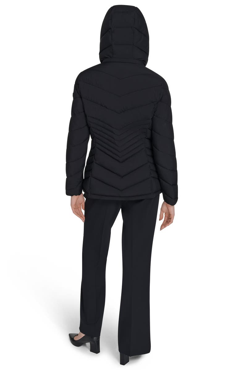 Calvin Klein Water Resistant Chevron Quilted Puffer Jacket, Alternate, color, Ebony