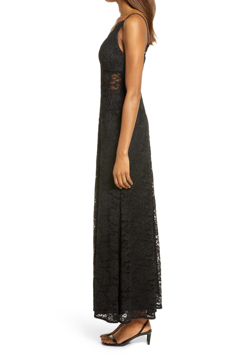 Corset Lace Sleeveless Gown, Alternate, color, BLACK