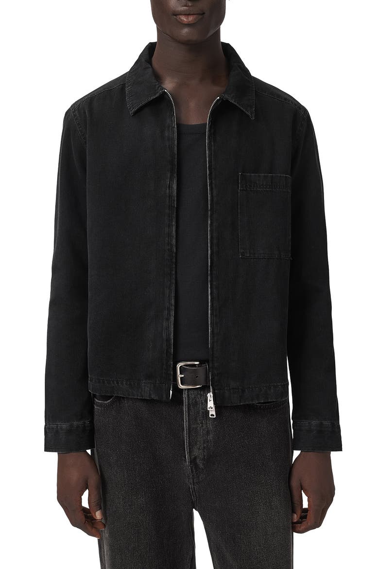 Dolwen Cotton Zip Shirt Jacket, Main, color, ORCA BLACK