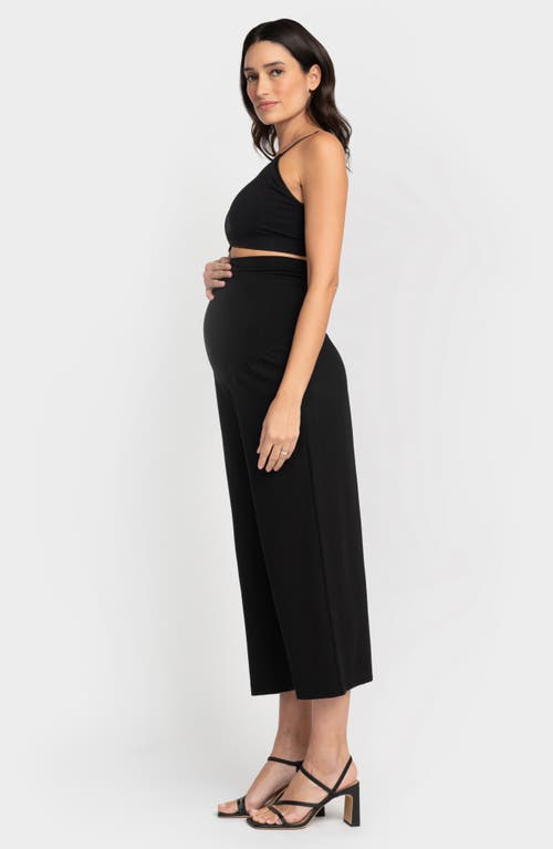 Seraphine Over The Bump Wide Leg Maternity Crop Pants In Black