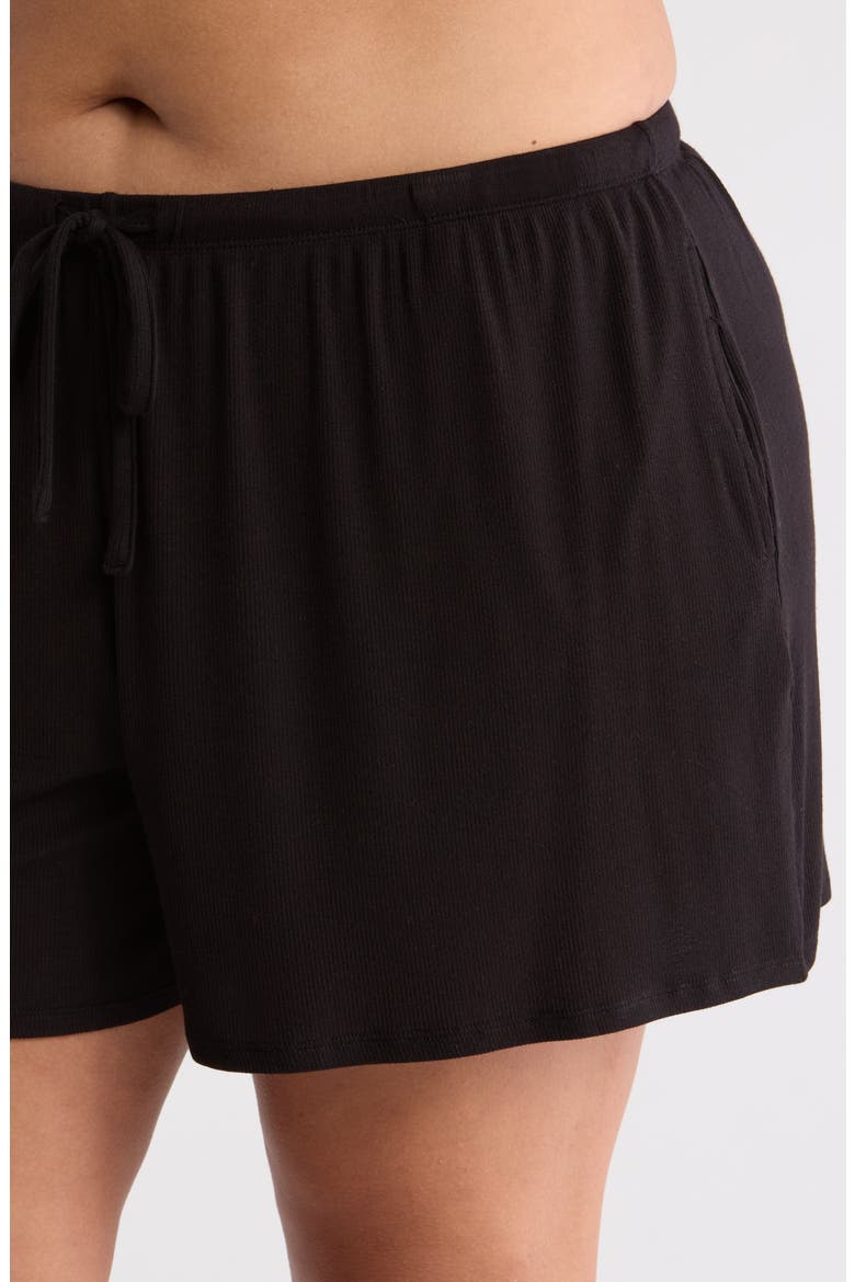Moonlight Eco Easy Rib Short Pajamas, Alternate, color, BLACK