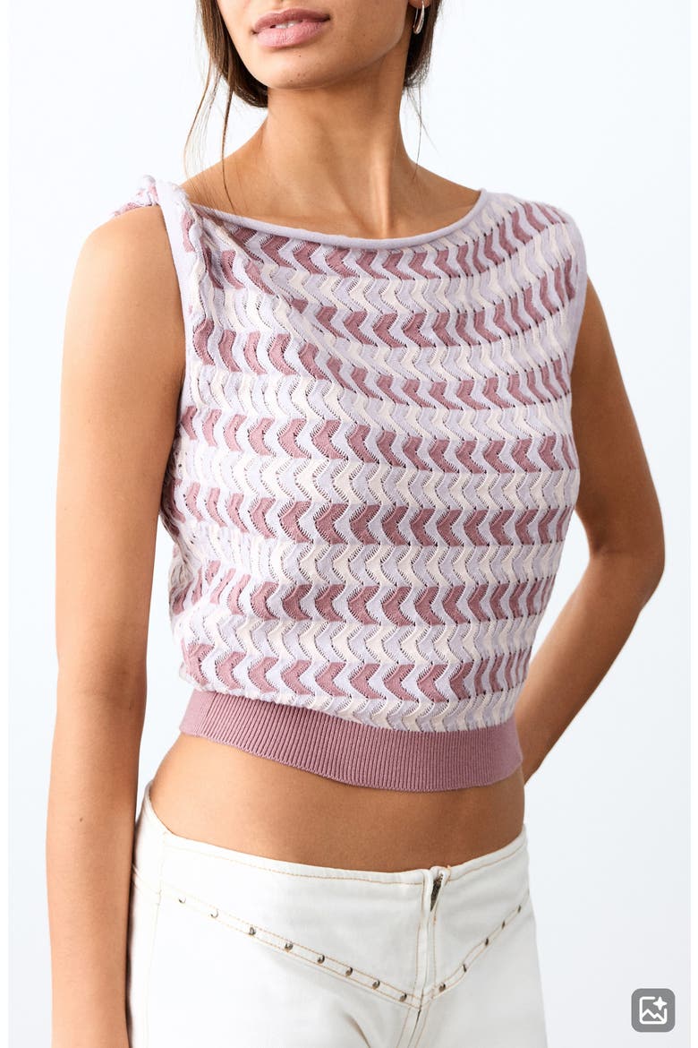 Pointelle Stripe Crop Top, Main, color, PINK