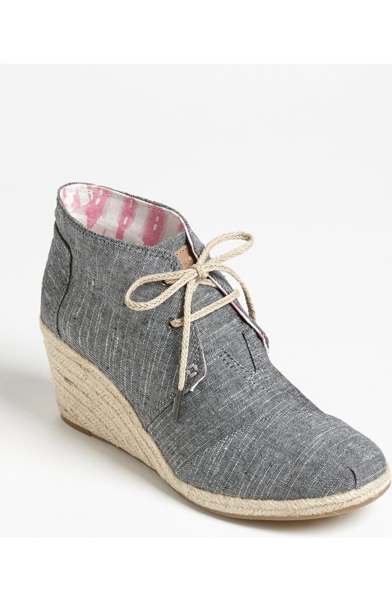 TOMS 'Desert' Chambray Wedge Bootie, Main, color,