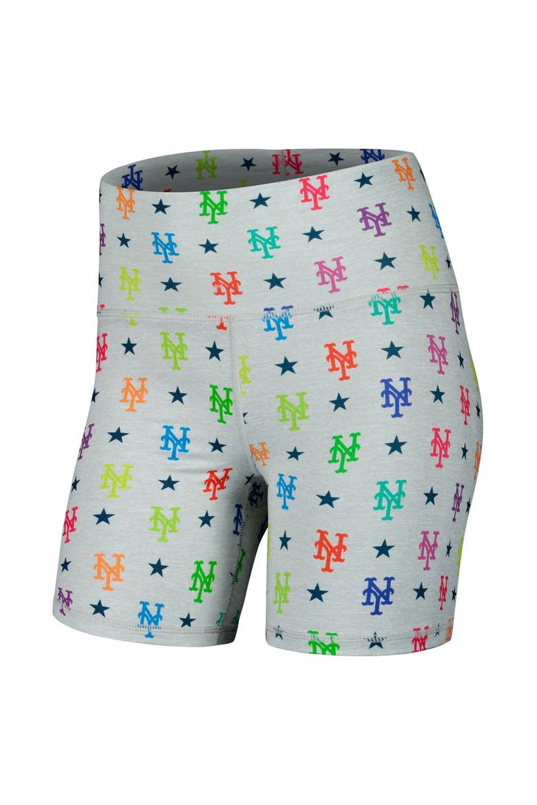 Women's Terez Gray New York Mets TLC Rainbow Shorts, Alternate, color, Gray
