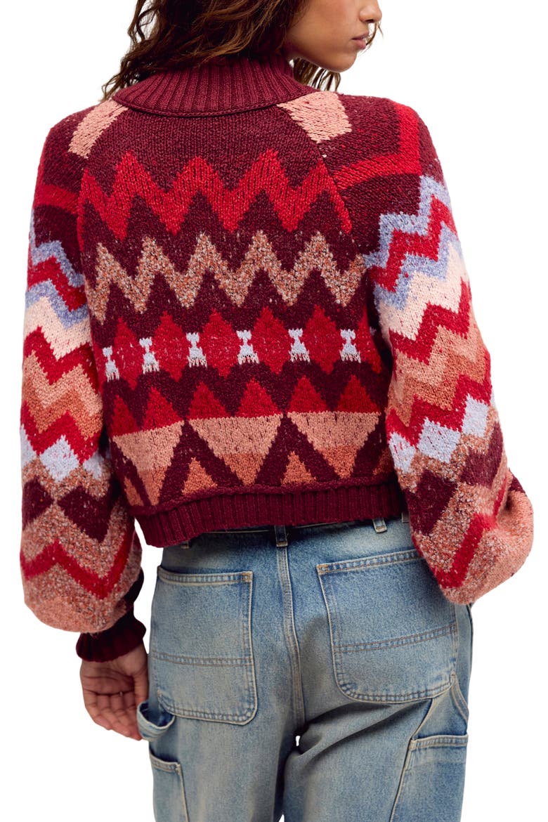 Sundazed Jacquard Cardigan, Alternate, color, CRIMSON FROST