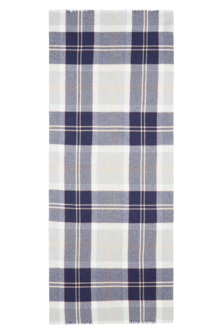 Tartan Cashmere Scarf, Main, color, SILVER BNCKBN KU0499