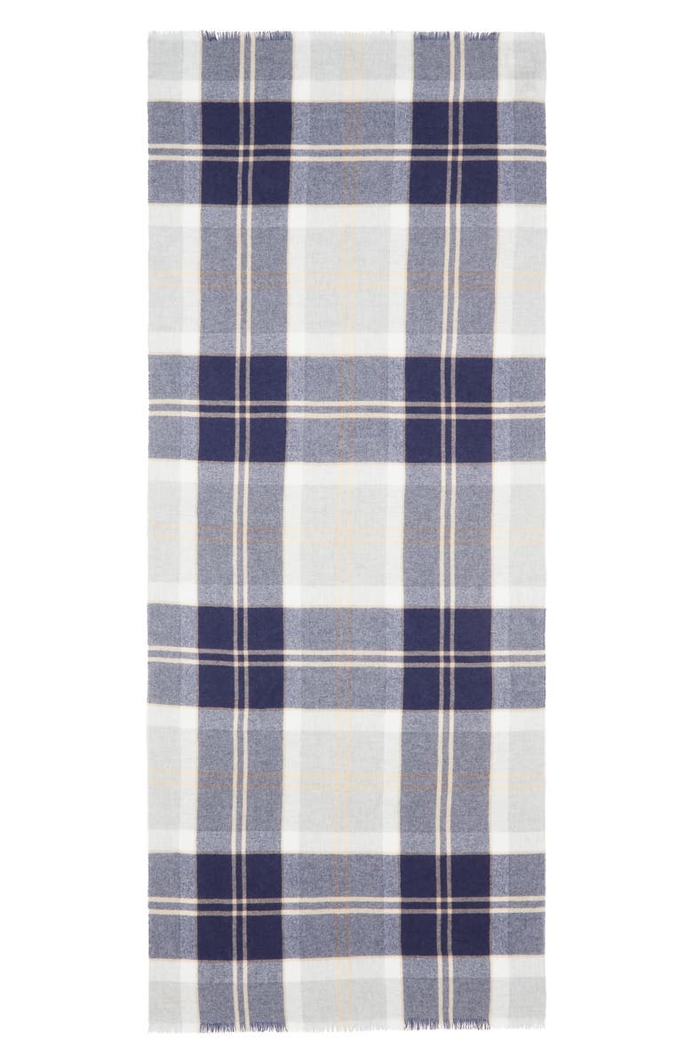 Johnstons of Elgin Tartan Cashmere Scarf, Main, color, Silver Bnckbn Ku0499