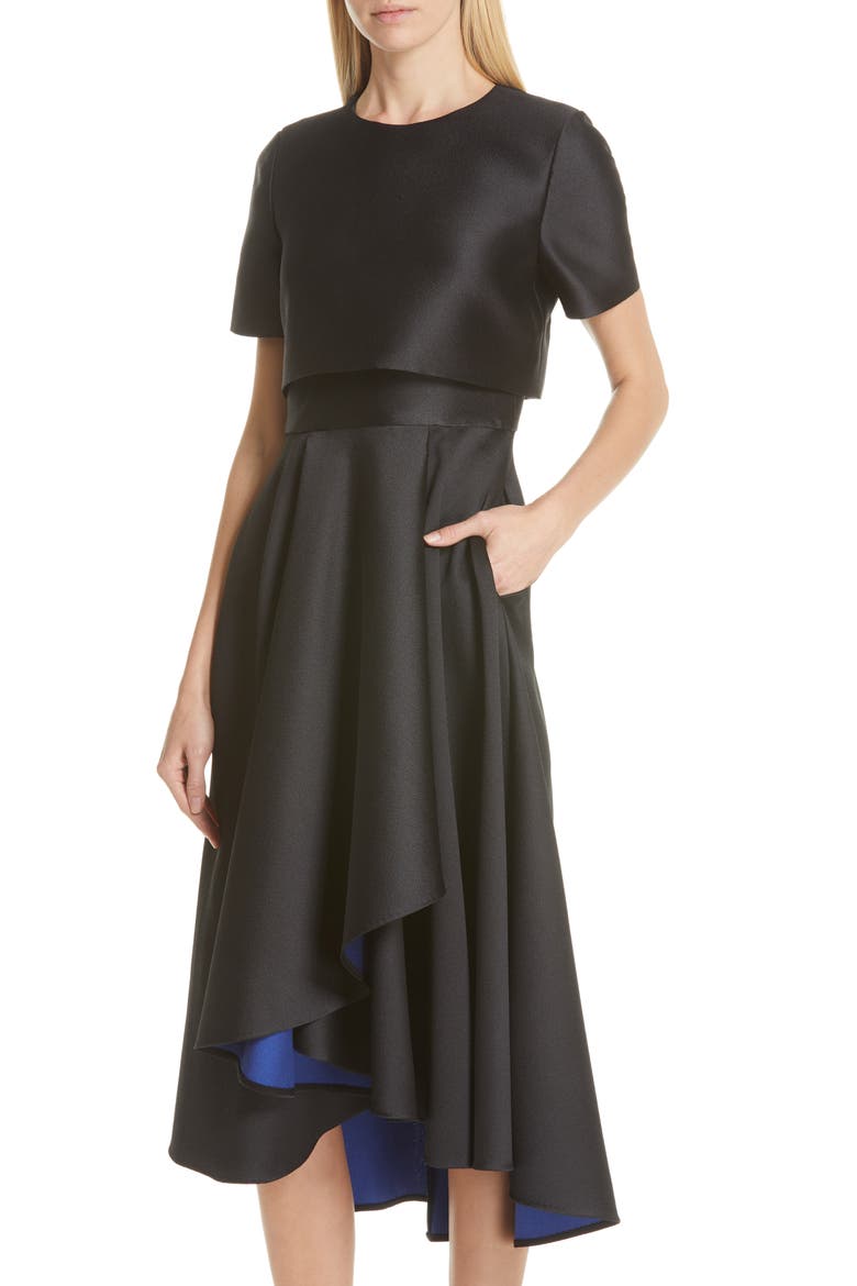 Double Face Cocktail Dress, Alternate, color, BLACK