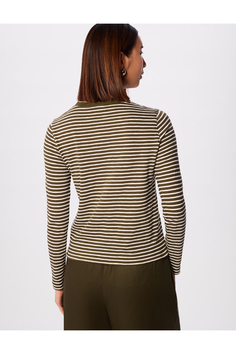 Stripe Crew Neck Pocket Top, Alternate, color, Khaki/Multi