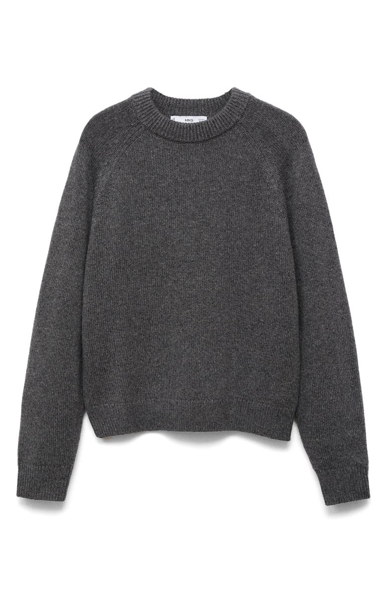 MANGO Selection Crewneck Raglan Sleeve Sweater, Alternate, color, Medium Heather Grey