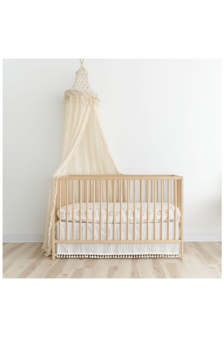 Kendi Macramé Trim Cotton Canopy, Main, color, BEIGE