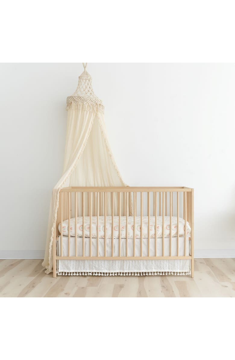 CRANE BABY Kendi Macramé Trim Cotton Canopy, Main, color, Beige