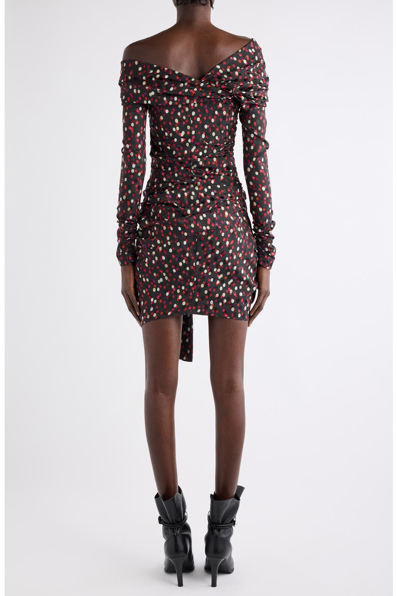 Elara Polka Dot Long Sleeve minidress, Alternate, color, BLACK/ RED